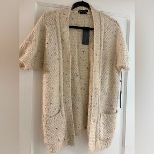 NWT BCBG Cream Speckled Cardigan Sweater